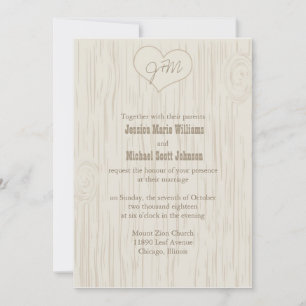 Geschnitzte hölzerne Hochzeit Einladung