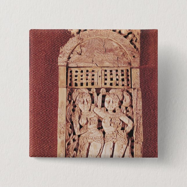 Geschnitzte indische Plakette Button (Vorderseite)