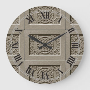Geschnitzte keltische Knoten-Muster-SteinWanduhr Große Wanduhr