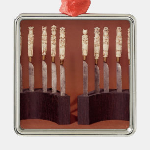 Geschnitzte Messer-Griffe, die englische Monarchen Silbernes Ornament