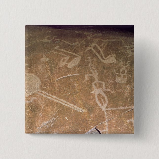 Geschnitzte Petroglyphe, die Zahlen darstellt Button (Vorderseite)