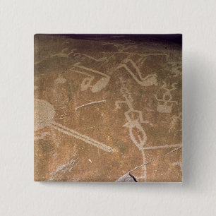 Geschnitzte Petroglyphe, die Zahlen darstellt Button