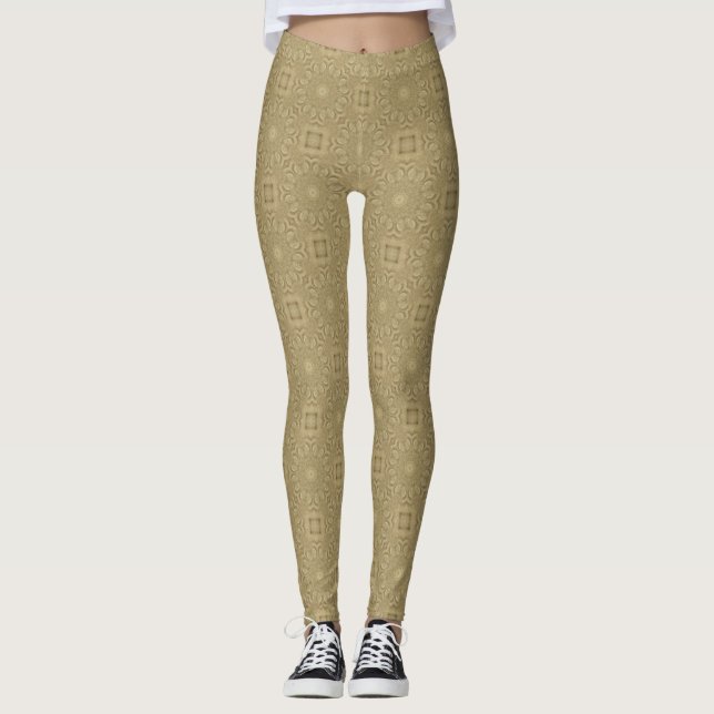 Geschnitzte Steinmedaillon-MED-Gamaschen Leggings (Vorderseite)