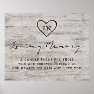 Geschnitzte Süßherzen Rustikales "In Loving Memory Poster