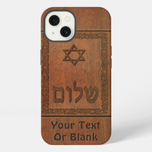 Geschnitztes hölzernes Shalom iPhone Hülle