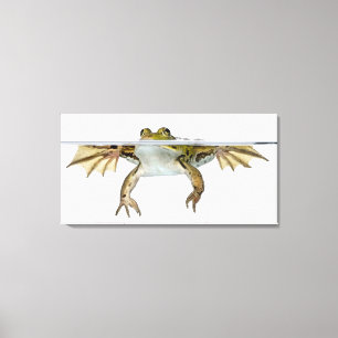 Geschossen von einem essbaren Frosch, der vor a Leinwanddruck