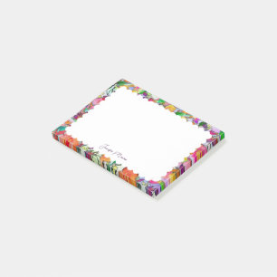 geschossenes Blumengrenzpapier Post-it Klebezettel