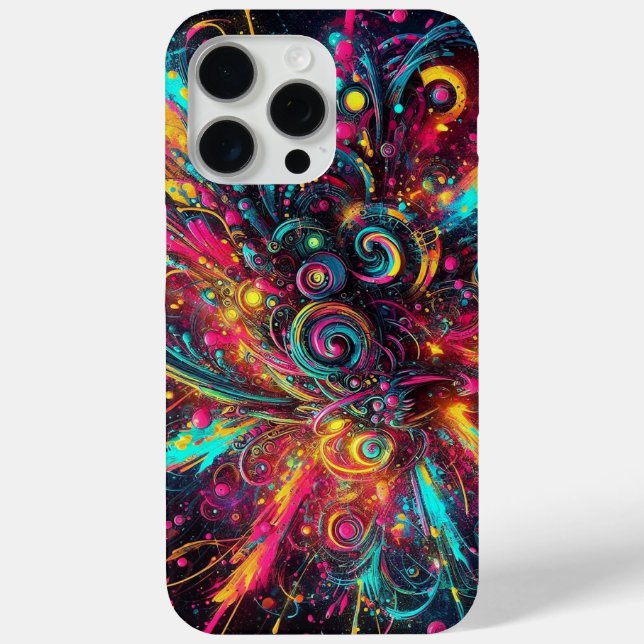Geschottetes Chaos: Neonfarben-Spritzer Case-Mate iPhone Hülle (Rückseite)