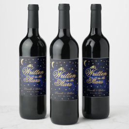 Geschrieben in den Stars Celestial Wedding Blue Go Weinetikett