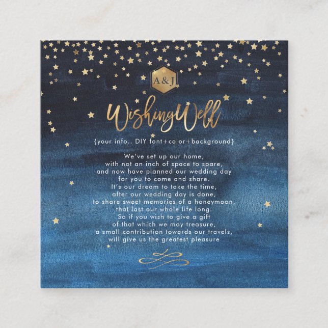 Geschrieben in den Stars Gold Wishing Well Cards Quadratische Visitenkarte (Vorderseite)