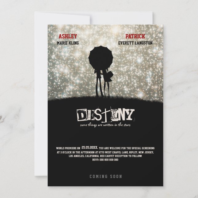 Geschrieben in den Sternen "Movie Poster" Hochzeit Einladung (Vorderseite)