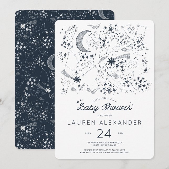 Geschrieben in der Stars Baby Dusche Einladung (Vorne/Hinten)