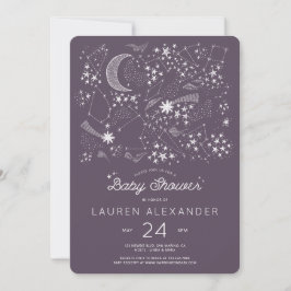 Geschrieben in der Stars Baby Shower Eggplant Einladung