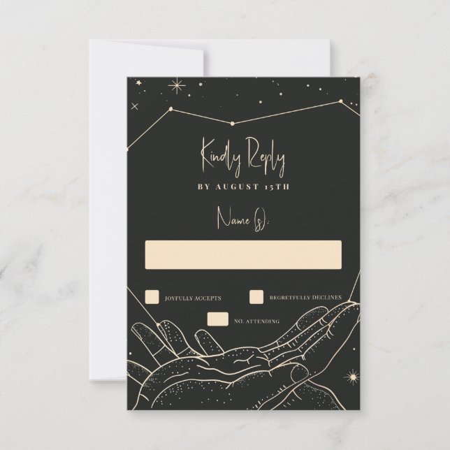 Geschrieben in der Stars Wedding RSVP Karte (Vorderseite)