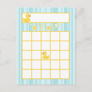 Geschriebene Bingo Card Rubber Ducky Bubbles Einladungspostkarte