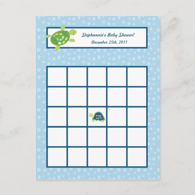 Geschriebene Bingo Card Schildkrötenriff Ocean Sea Einladungspostkarte (Vorderseite)