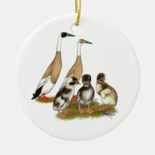 Geschriebene Laufentenfamilie Keramik Ornament