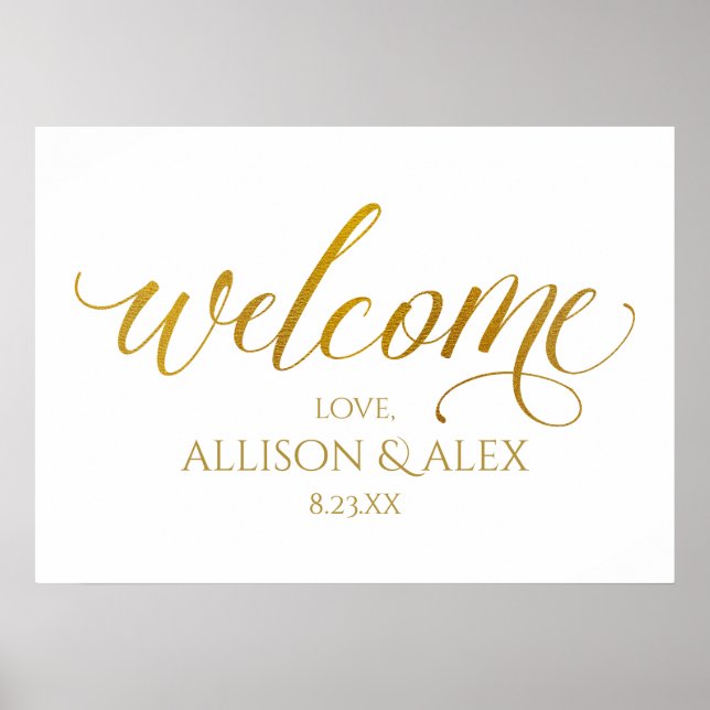 Geschriebenes C Wedding Welcome Sign - Imitate Foi Poster (Vorne)