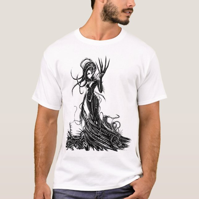 Geschrittene Herz-dunkle Angie-Front T-Shirt (Vorderseite)