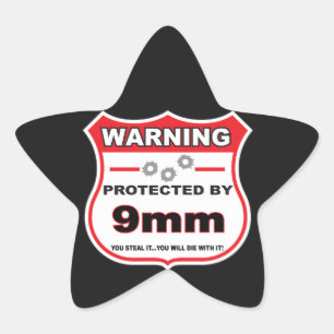 geschützt durch 9 mm Schild Stern-Aufkleber