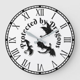Geschützt durch Drachenwarnung Große Wanduhr