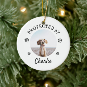 Geschützt Durch Hund Foto Pfotenabdruck Design Keramik Ornament