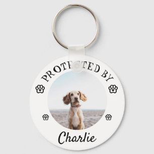 Geschützt Durch Hund Foto Pfotenabdruck Design Schlüsselanhänger
