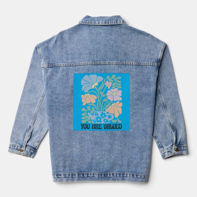 Geschützt und geschätzt: Blumenausgabe Jeansjacke (Rückseite)