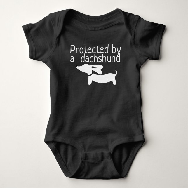 Geschützt von Dachshund-Baby-Outfit geschlechtsneu Baby Strampler (Vorderseite)