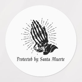 Geschützt von Santa Muerte Etiketten