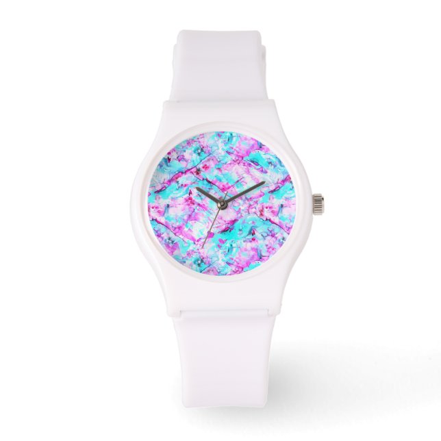 Geschütztes Blossom Ein farbenfroher Lichtdesign Armbanduhr (Vorderseite)
