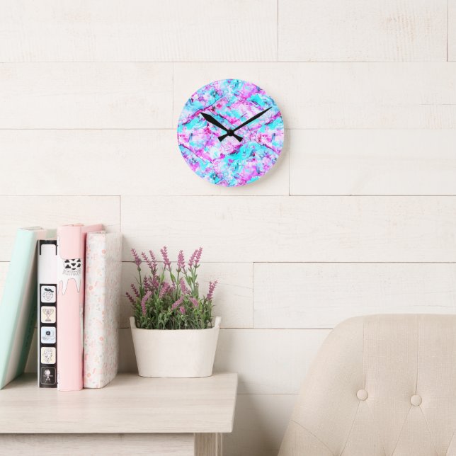 Geschütztes Blossom Ein farbenfroher Lichtdesign Runde Wanduhr (Lesesaal)