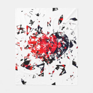 Geschütztes Herz Version 2 Rot und Schwarz Fleecedecke