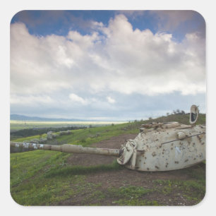 Geschützturm eines israelischen Panzers zeigt auf Quadratischer Aufkleber