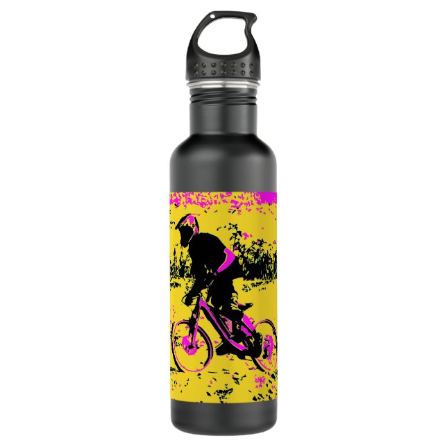 Geschwindigkeit abholen - Mountainbiker Edelstahlflasche (Vorderseite)