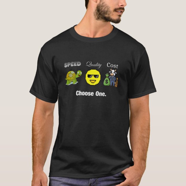 Geschwindigkeit, Qualität, Kosten. Wählen Sie eins T-Shirt (Vorderseite)