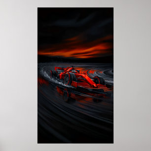 Geschwindigkeit: Roter Formel-Rennwagen Poster