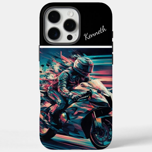 Geschwindigkeit unscharfer Motorradfahren iPhone 16 Pro Max Hülle (Rückseite)