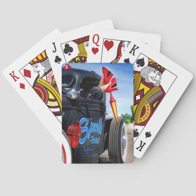 Geschwindigkeiten, die Ratten-Rod-LKW-Rockabilly Spielkarten (Rückseite)