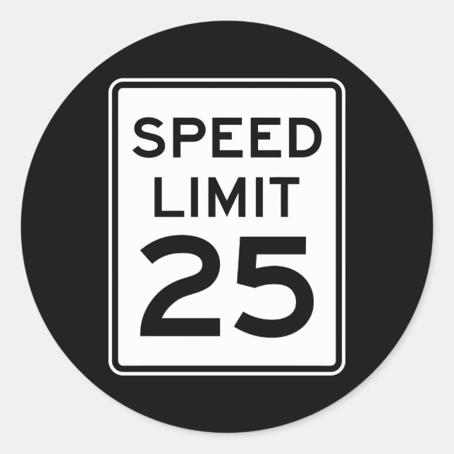 Geschwindigkeitsbegrenzung 25 km/h Fahrspur Runder Aufkleber (Vorderseite)