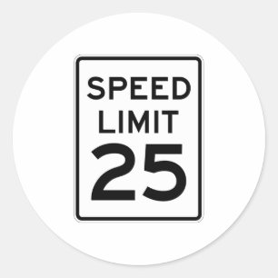 Geschwindigkeitsbegrenzung 25 MPH-Zeichen Runder Aufkleber