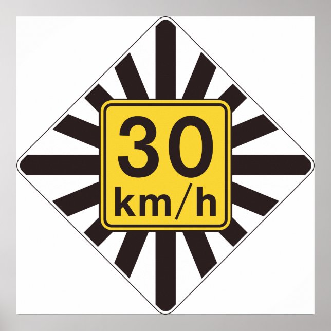 Geschwindigkeitsbegrenzung 30 Straßenzeichen Poster (Vorne)