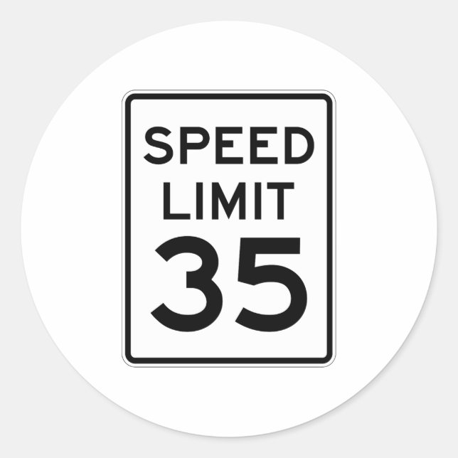 Geschwindigkeitsbegrenzung 35 MPH-Zeichen Runder Aufkleber (Vorderseite)
