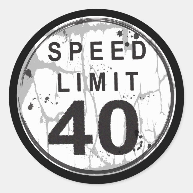 Geschwindigkeitsbegrenzung 40 MPH Graukleber Runder Aufkleber (Vorderseite)