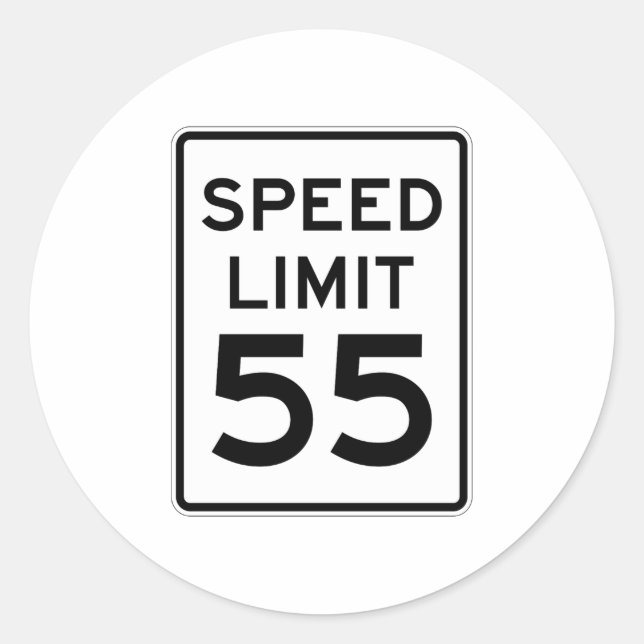 Geschwindigkeitsbegrenzung 55 MPH-Zeichen Runder Aufkleber (Vorderseite)
