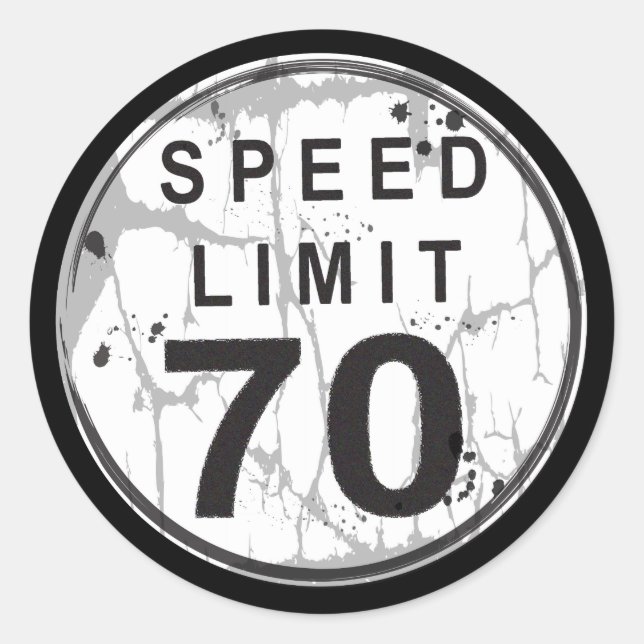 Geschwindigkeitsbegrenzung 70 MPH Graukleber Runder Aufkleber (Vorderseite)