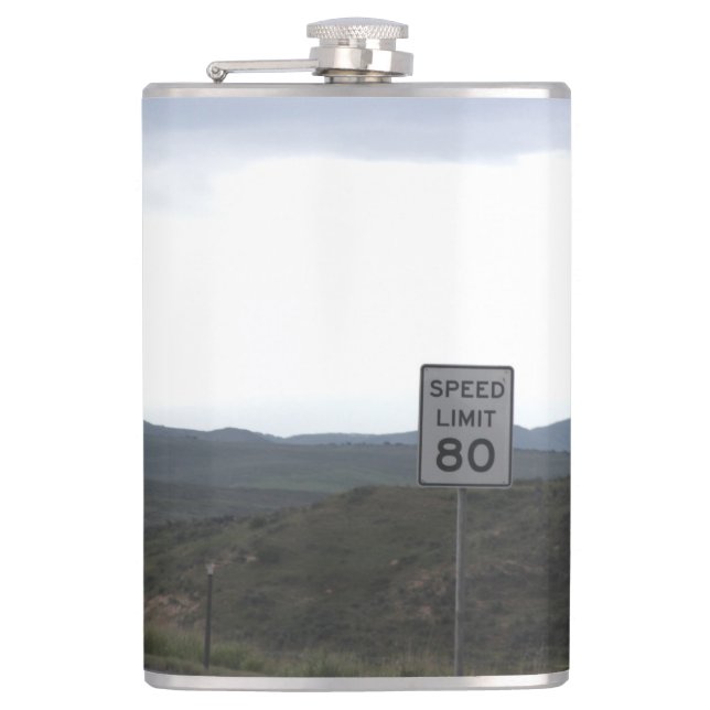 Geschwindigkeitsbegrenzung 80 Flasche Flachmann (Vorderseite)