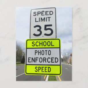 Geschwindigkeitsbegrenzung für Schulzone Postkarte