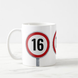 Geschwindigkeitsbegrenzung zum 16. Geburtstag Kaffeetasse