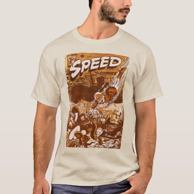 GESCHWINDIGKEITSComicen Brauner T - Shirt (Vorderseite)